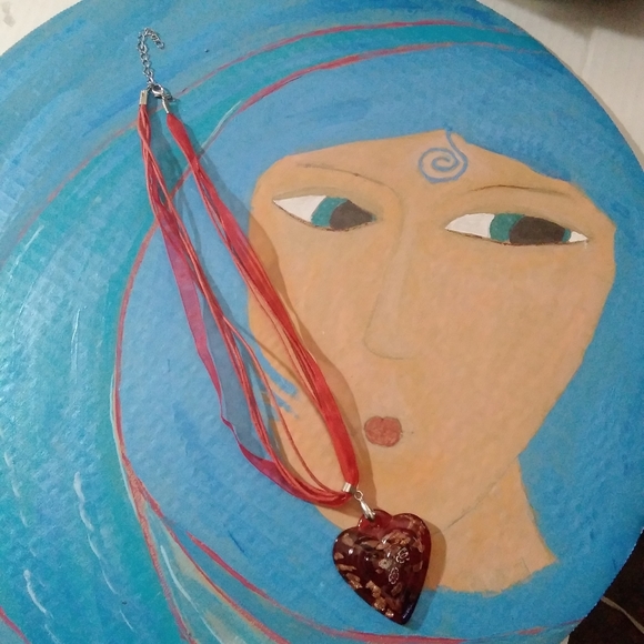 🌙18k Orgone Resin Heart Goldflake Millefiori - Picture 8 of 9